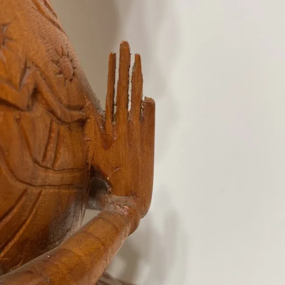Vintage Carved Wood Buddha Thepanom Female Figure Kneeling and Praying